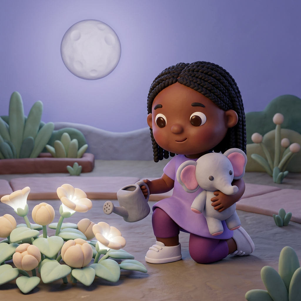 Cover illustration for Sofia and the Sleepy Moonflower