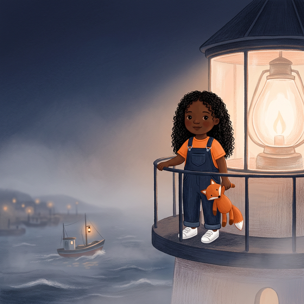 Cover illustration for Lucia and the Lighthouse Lamp