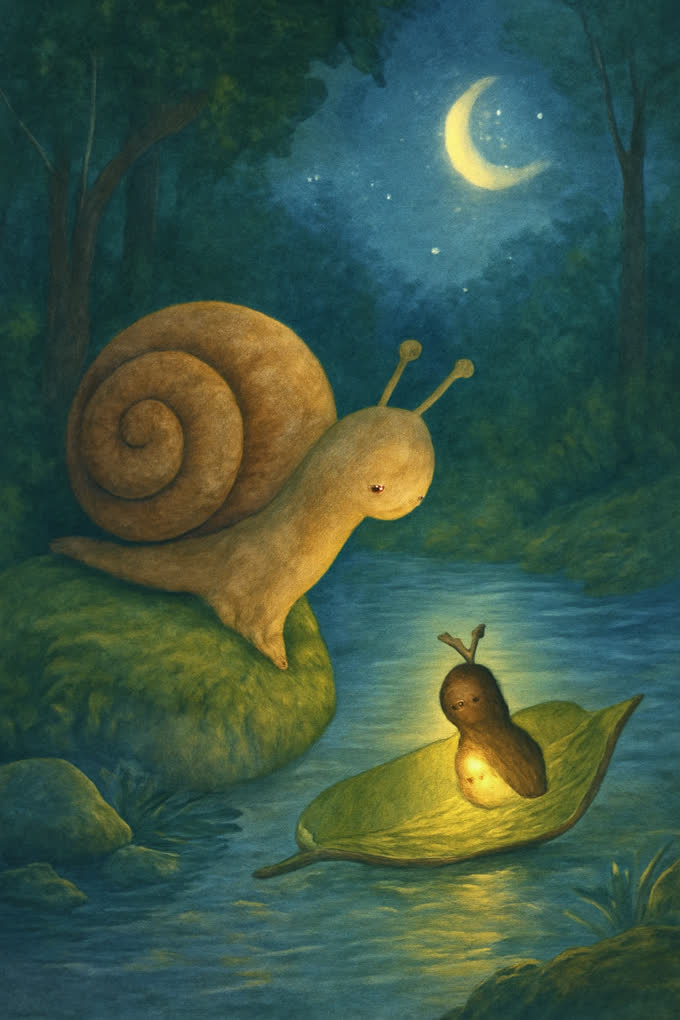 Cover illustration for Moss and the Leaf Boat