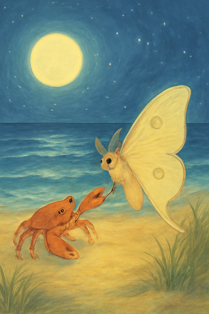 Cover illustration for Pebble and the Moon Moth