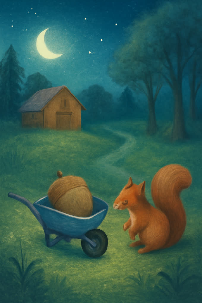 Cover illustration for The Blue Wheelbarrow's Bedtime Journey