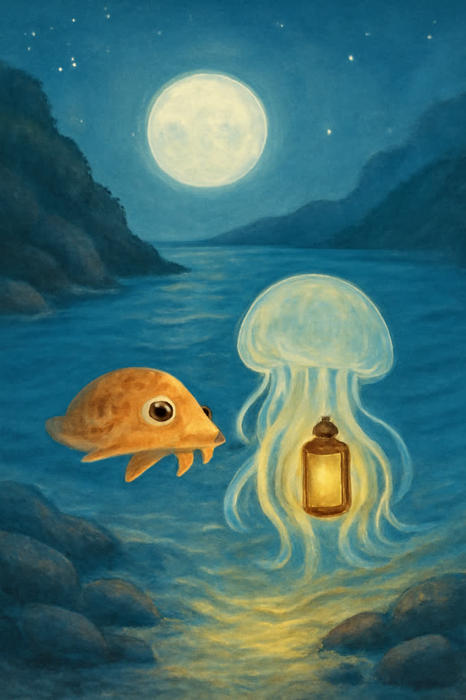 Cover illustration for The Moon Jelly’s Lantern