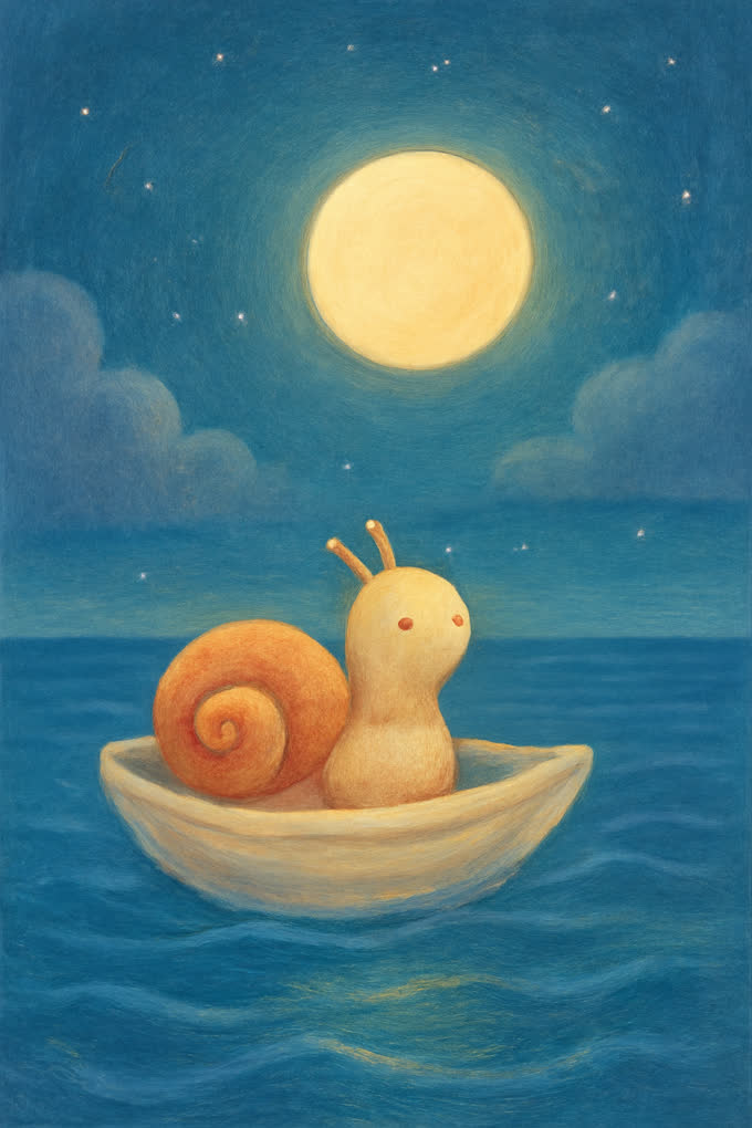Cover illustration for The Moonlit Shell Boat