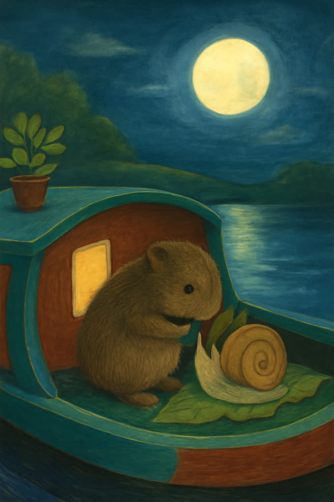 Cover illustration for The Narrowboat’s Leafy Bed