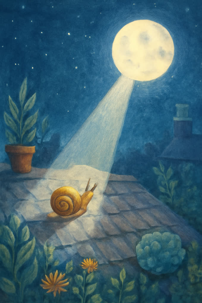 Cover illustration for The Snail and the Saucer Moon